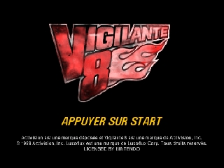 Vigilante 8 title screen for Nintendo 64
